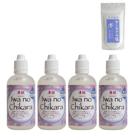 野島式｜超ミネラル水｜濃縮岩の力4本でカンホアの塩150gプレゼント
